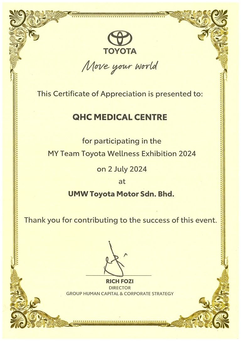 UMW TOYOTA CERTIFICATE OF PARTICIPATION